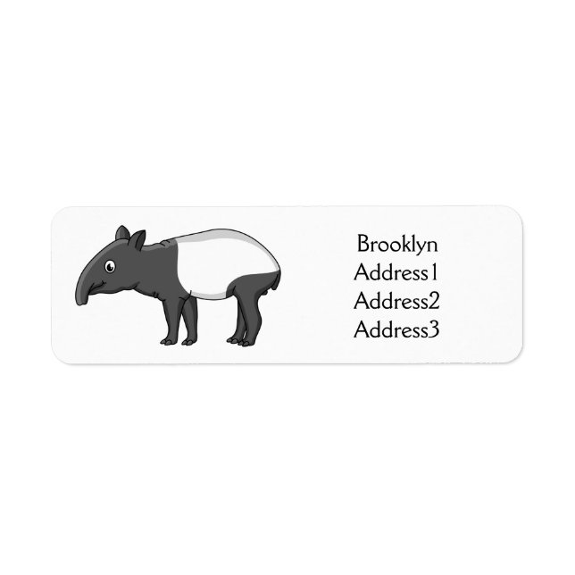 Cute happy cartoon tapir illustration (Front)