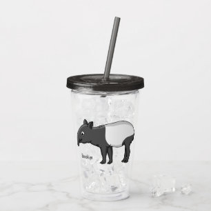 Cute happy cartoon tapir illustration acrylic tumbler