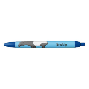 Cute happy cartoon tapir illustration black ink pen