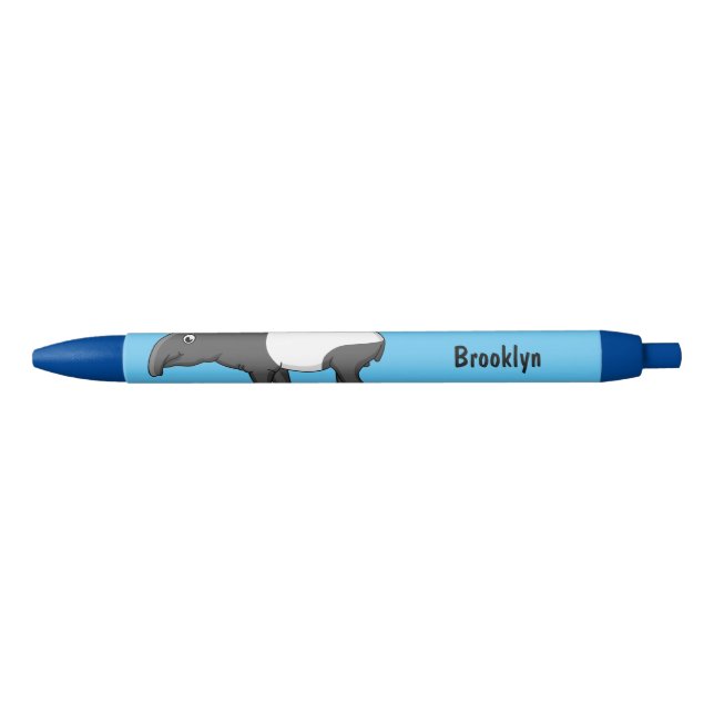 Cute happy cartoon tapir illustration black ink pen (Front)