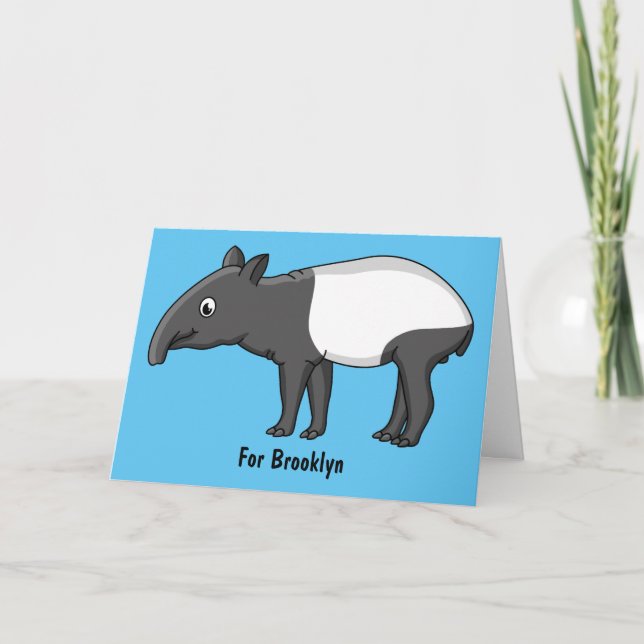 Cute happy cartoon tapir illustration card (Front)
