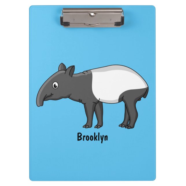 Cute happy cartoon tapir illustration clipboard (Front)