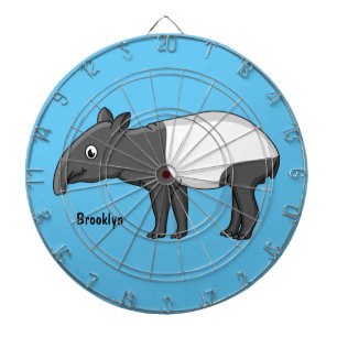 Cute happy cartoon tapir illustration dartboard