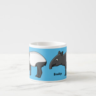 Cute happy cartoon tapir illustration espresso cup
