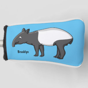 Cute happy cartoon tapir illustration golf head cover