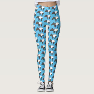 Cute happy cartoon tapir illustration leggings