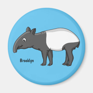 Cute happy cartoon tapir illustration magnet