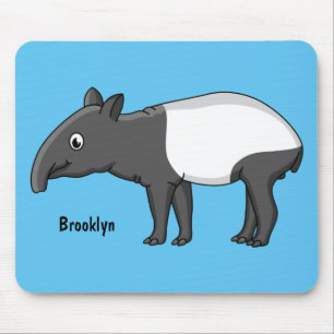 Cute happy cartoon tapir illustration mouse mat