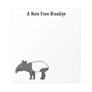 Cute happy cartoon tapir illustration notepad