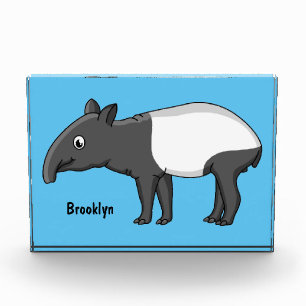 Cute happy cartoon tapir illustration photo block