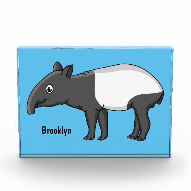 Cute happy cartoon tapir illustration photo block (Front)