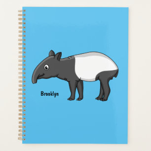 Cute happy cartoon tapir illustration planner