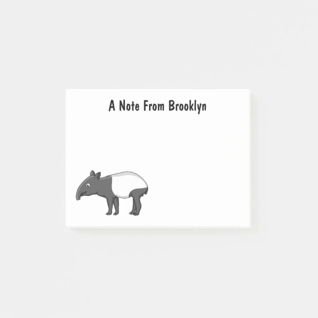 Cute happy cartoon tapir illustration post-it notes (Front)