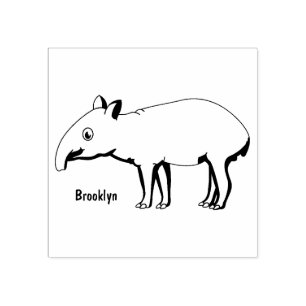 Cute happy cartoon tapir illustration rubber stamp