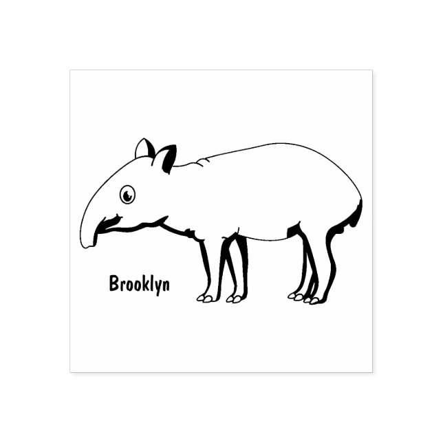 Cute happy cartoon tapir illustration rubber stamp (Imprint)