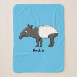 Cute happy cartoon tapir illustration sherpa blanket