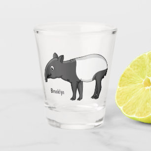 Cute happy cartoon tapir illustration shot glass