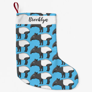 Cute happy cartoon tapir illustration small christmas stocking
