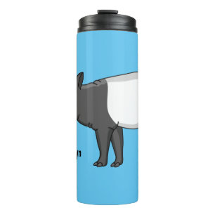 Cute happy cartoon tapir illustration thermal tumbler