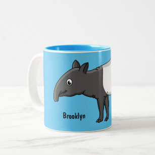 Cute happy cartoon tapir illustration Two-Tone coffee mug