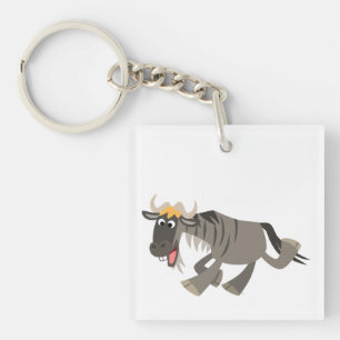 Cute Happy Cartoon Wildebeest Acrylic Keychain