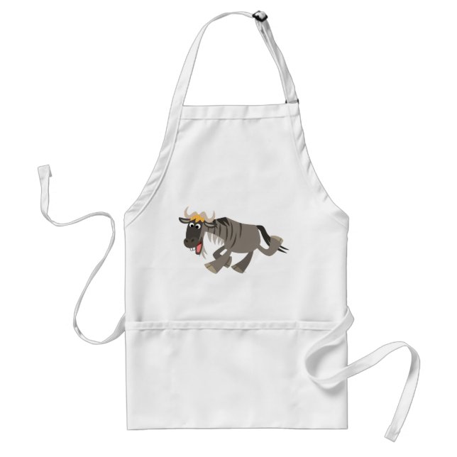 Cute Happy Cartoon Wildebeest Apron (Front)