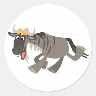 Cute Happy Cartoon Wildebeest Sticker