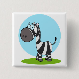 cute happy cartoon zebra 15 cm square badge