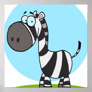 cute happy cartoon zebra poster