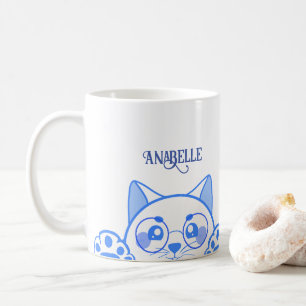 Cute Happy Cat With Round Glasses Coffee Mug