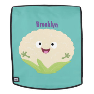 Cute happy cauliflower vegetable cartoon backpack
