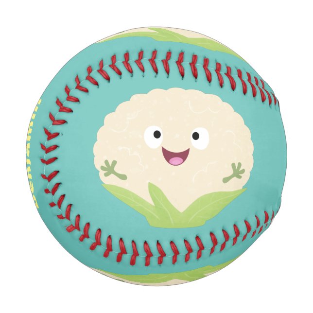 Cute happy cauliflower vegetable cartoon baseball (Front Left)