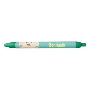 Cute happy cauliflower vegetable cartoon black ink pen