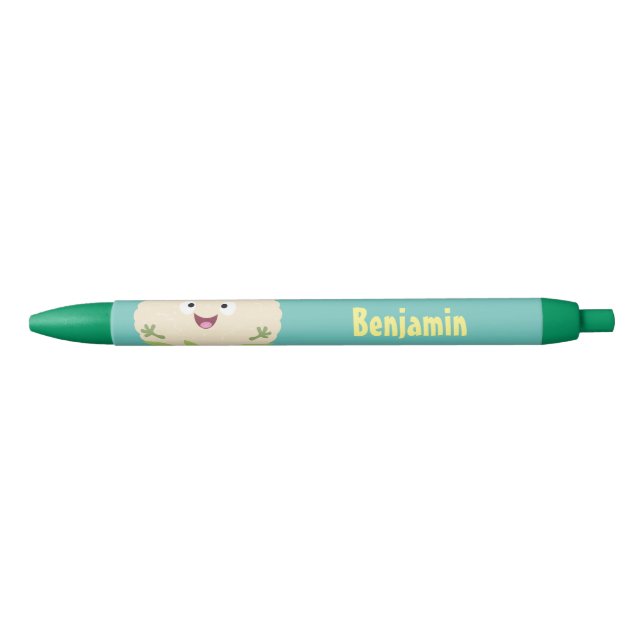Cute happy cauliflower vegetable cartoon black ink pen (Front)