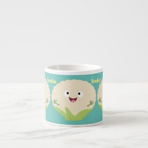 Cute happy cauliflower vegetable cartoon espresso cup