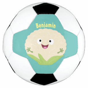 Cute happy cauliflower vegetable cartoon football