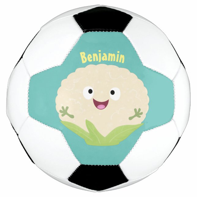 Cute happy cauliflower vegetable cartoon football (Front)