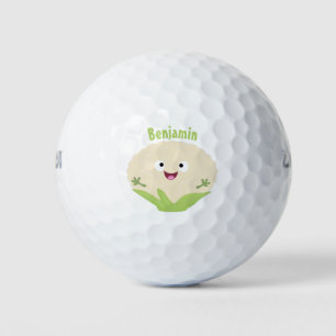 Cute happy cauliflower vegetable cartoon  golf balls