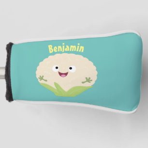 Cute happy cauliflower vegetable cartoon golf head cover