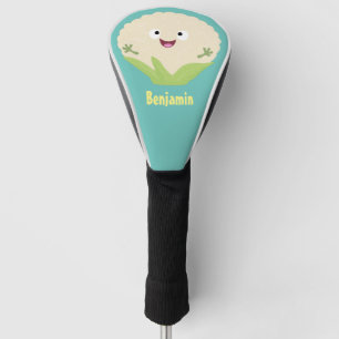 Cute happy cauliflower vegetable cartoon  golf head cover