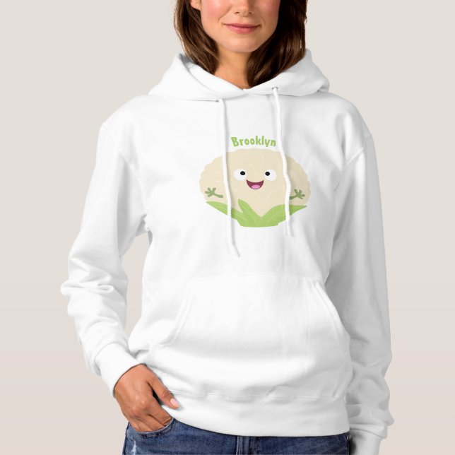 Cute happy cauliflower vegetable cartoon hoodie (Front)
