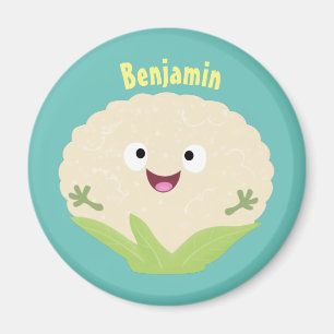 Cute happy cauliflower vegetable cartoon magnet