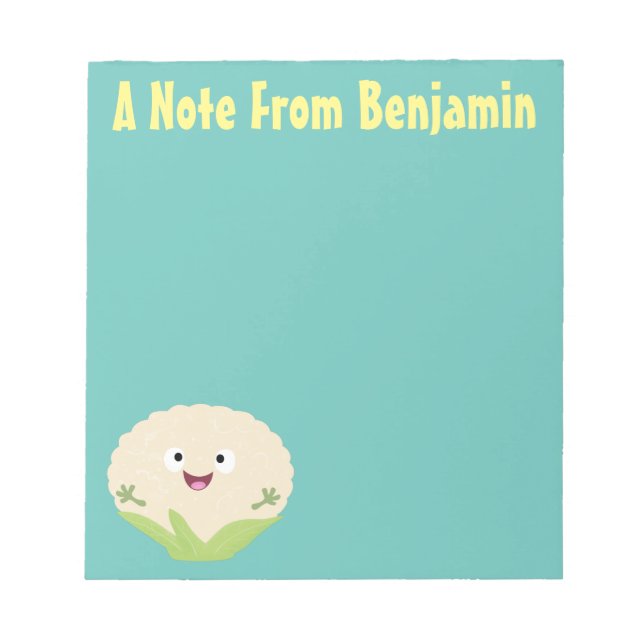 Cute happy cauliflower vegetable cartoon notepad (Front)
