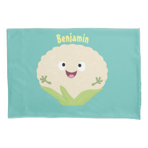 Cute happy cauliflower vegetable cartoon  pillowcase