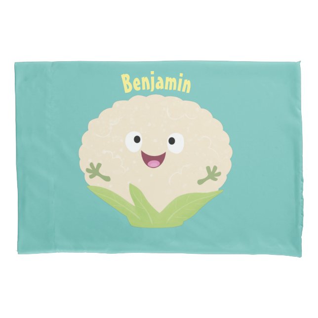 Cute happy cauliflower vegetable cartoon  pillowcase (Front)