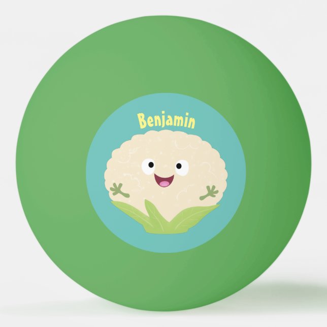 Cute happy cauliflower vegetable cartoon ping pong ball (Front)
