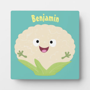 Cute happy cauliflower vegetable cartoon  plaque