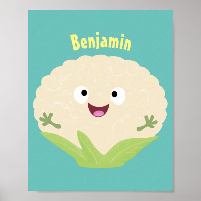 Cute happy cauliflower vegetable cartoon  poster (Front)