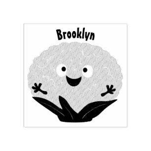 Cute happy cauliflower vegetable cartoon rubber stamp