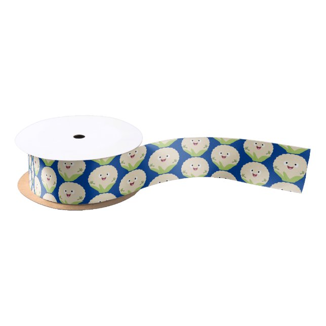 Cute happy cauliflower vegetable cartoon  satin ribbon (Spool)